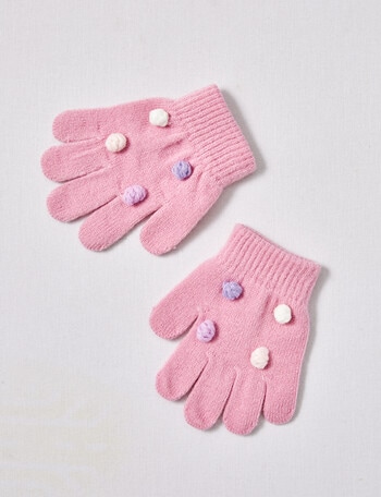 Mac & Ellie Pompom Glove, Flamingo, 3-16 product photo