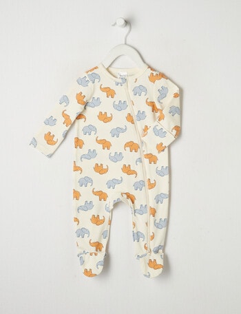 Teeny Weeny Sleep Elephant Sleepsuit, Cream product photo