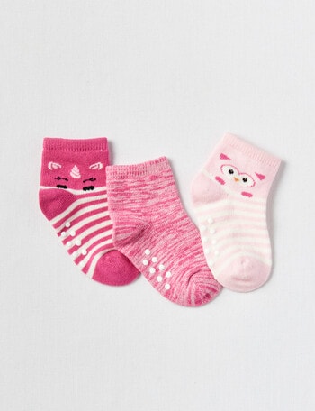 Simon De Winter Peekaboo Animal Crew Sock, 3-Pack, Pink product photo