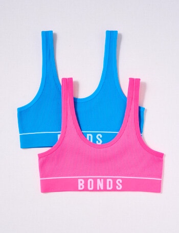 Bonds Retro Rib Crop, 2-Pack, Pink & Blue product photo