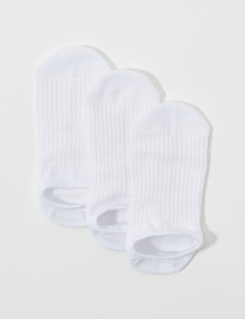 Lyric Viscose Rib Liner Sock, 3-Pack, White product photo