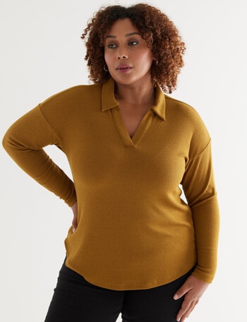 Studio Curve Supersoft Collared Top, Rust product photo