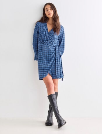 Mineral Evie Checkered Dress, Blue & Black product photo