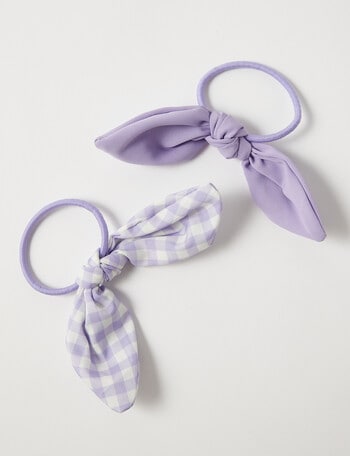 Switch Knot Bow Hair Tie, 2-Pack, Purple product photo