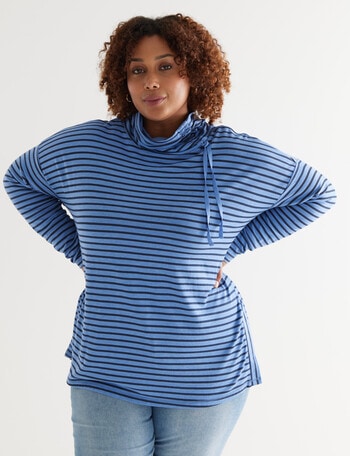 Studio Curve Rollneck Stripe Sweatshirt, Blue product photo