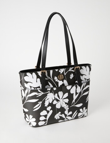 Boston + Bailey Floral Printed Tote Bag, Black & White product photo