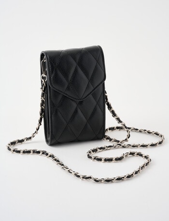 Boston + Bailey Quilted Phone Crossbody Bag, Black product photo