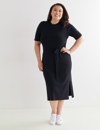 Studio Curve Fully Fashioned Knit Dress, Black product photo