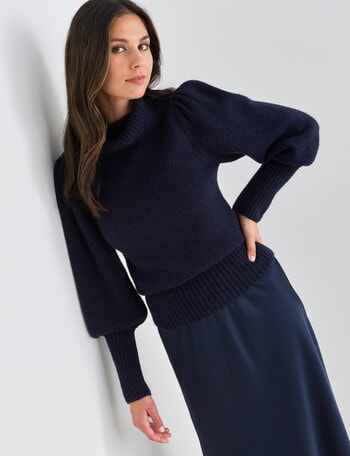 Whistle Puff Sleeve Jumper, Midnight product photo