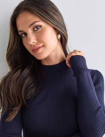 Whistle Essential Rib Turtle Neck, Navy product photo