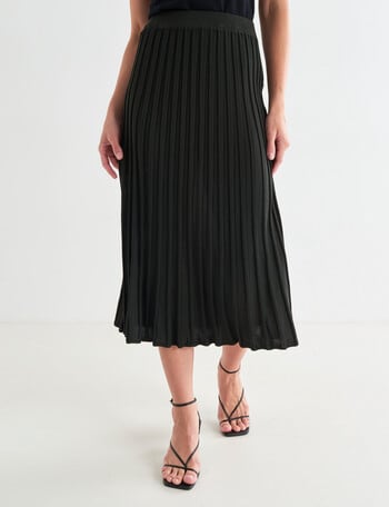 Oliver Black Pleat Knit Skirt, Khaki product photo