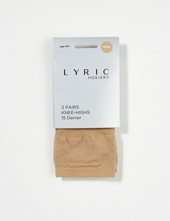 Lyric Knee-Hi Tights, 15D, 3-Pack, Nude product photo