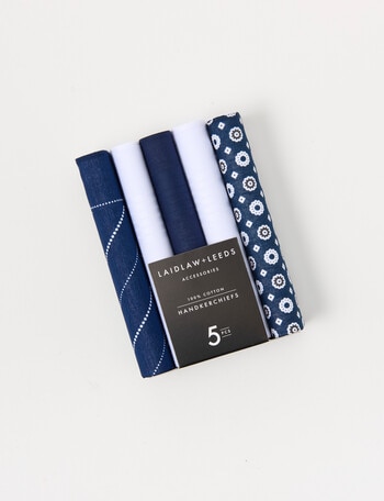 Laidlaw + Leeds Floral Hankies, 5-Pack, Navy product photo