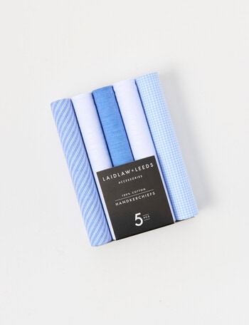 Laidlaw + Leeds Stripe Hankies, 5-Pack, Light Blue product photo