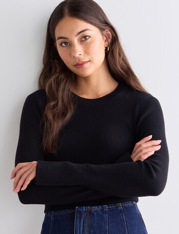 Mineral Amy Cotton Cashmere Rib Top, Black product photo