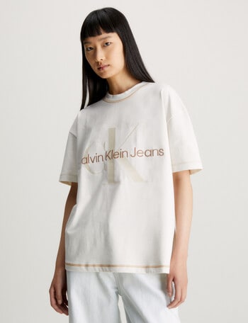 Calvin Klein Hero Monologo Boyfriend T-Shirt, Ivory product photo
