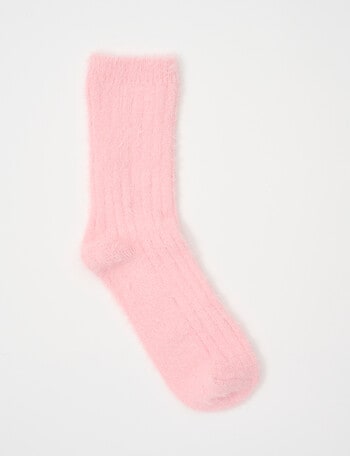 Lyric Brushed Home Crew Socks, Soft Pink, 4-11 product photo
