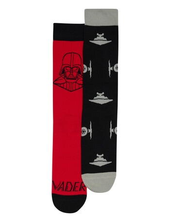 Licensed Star Wars Crew Socks, 2-Pack, Black & Red product photo