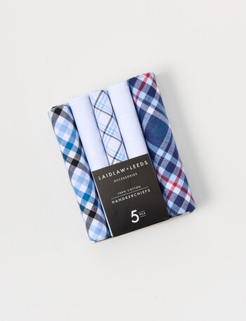 Laidlaw + Leeds Check Hankies, 5-Pack, Blue product photo