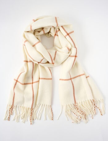 Boston + Bailey Check Scarf, Ivory & Bronze product photo