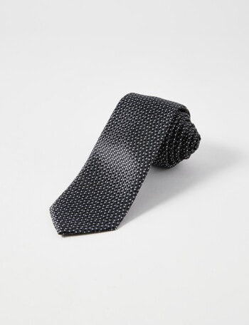 Laidlaw + Leeds Dobby Waves Tie, 7cm, Black product photo