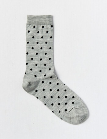 DS Socks Merino Spots Crew Socks, Light Grey & Black, 5-11 product photo