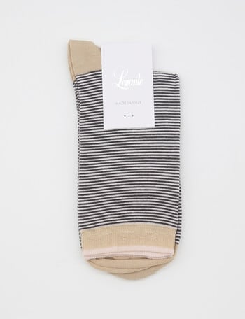 Levante Lina Fine Stripe Crew Socks, Charcoal product photo