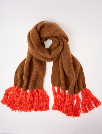 Whistle Accessories Contrast Blanket Scarf, Tan & Orange product photo