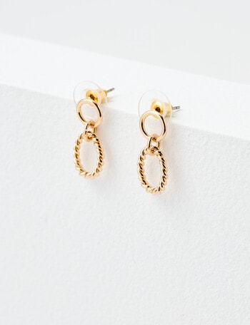 Earsense Circle & Oval Rope Drop Earrings, Imitation Gold product photo