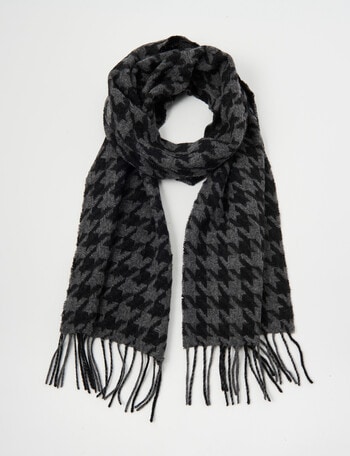 Laidlaw + Leeds Houndstooth Lambswool Scarf, Charcoal product photo