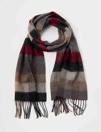 Laidlaw + Leeds Check Textured Lambswool Scarf, Brown product photo