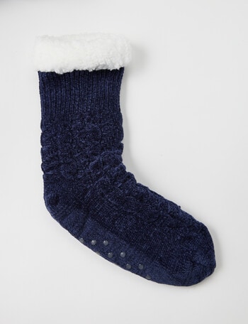Lyric Sherpa Lined Chenile Sock, 1-Pack, Navy Marle product photo