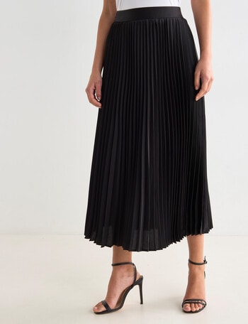 Whistle Satin Pleat Skirt, Black product photo