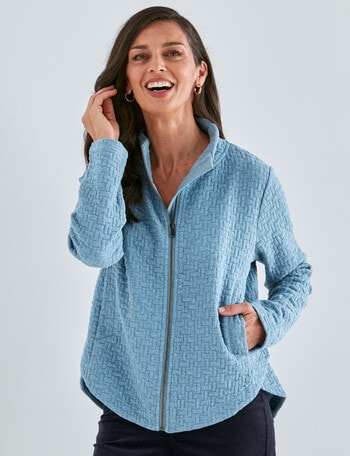 Ella J Zip Through Curved Hem Sweatshirt, Pale blue product photo