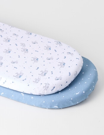 Little Textiles Co-Sleeper Fitted Sheet, 2-Pack, Elephants product photo