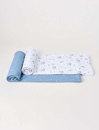 Little Textiles Jersey Wrap, 2-Pack, Elephants product photo