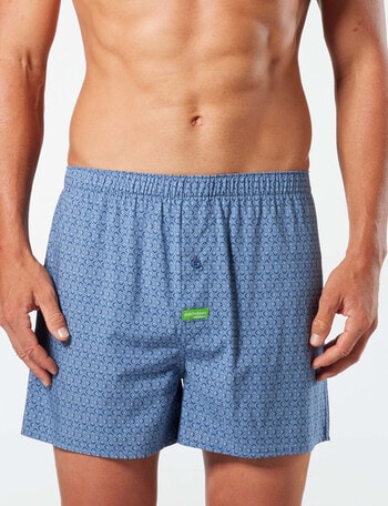Mitch Dowd Woven Hexo Geo Bamboo-Blend Boxer Short, Blue product photo