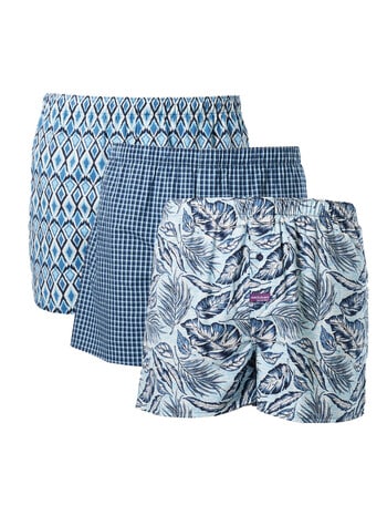 Mitch Dowd Leaf Woven Boxer, 3-Pack, Blue product photo