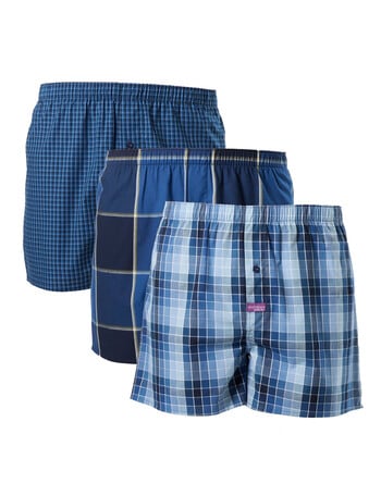 Mitch Dowd Cubist Check Woven Boxer, 3-Pack, Blue product photo