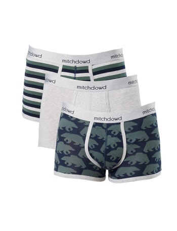 Mitch Dowd Bear Stripe Trunk, 3-Pack, Navy, Grey & Green product photo