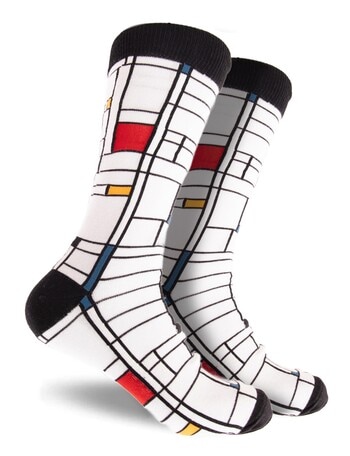 Mitch Dowd Mondrian Crew Art Sock, White product photo