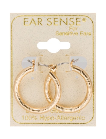 Earsense Gold Tone Faceted Click Hoop Earrings, 15mm product photo
