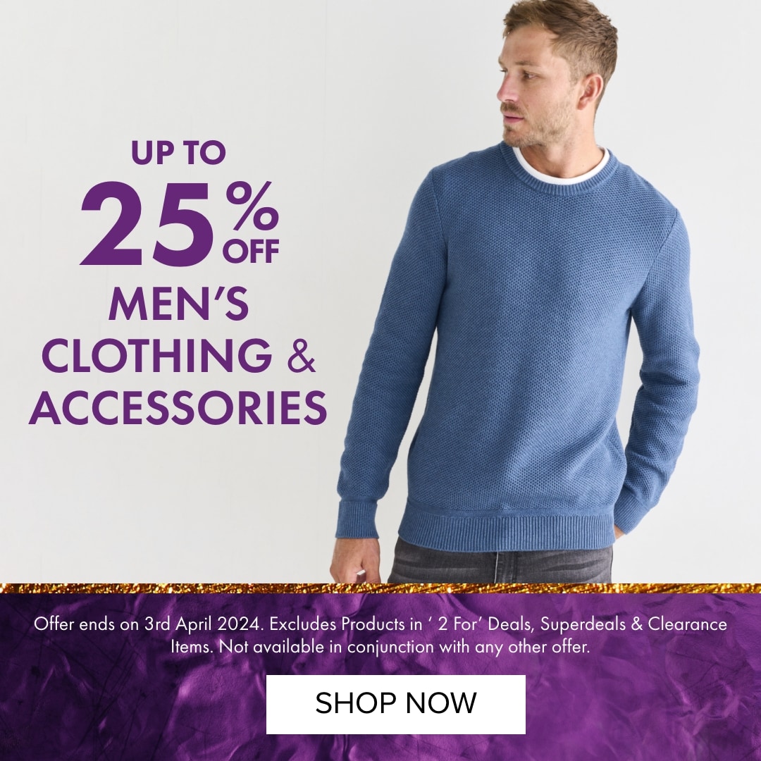 UPTO 25% OFF Men's Clothing & Accessories