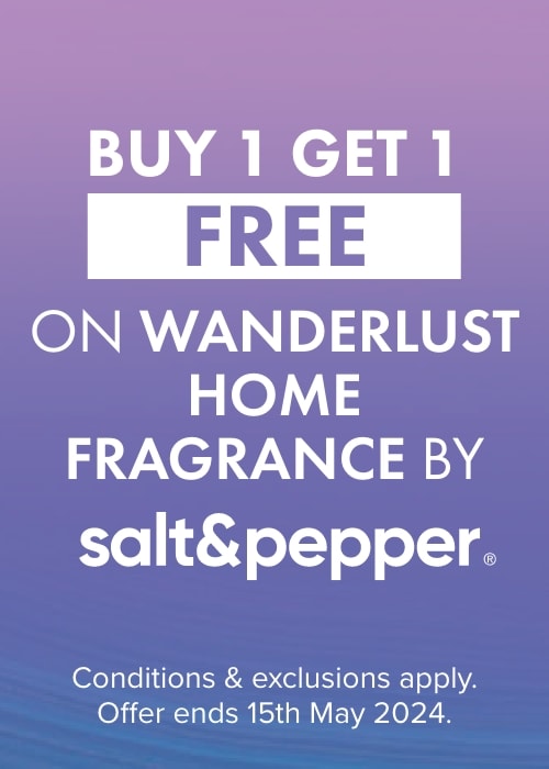 Buy 1 Get 1 Free on Wanderlust Home Fragrance by Salt & Pepper