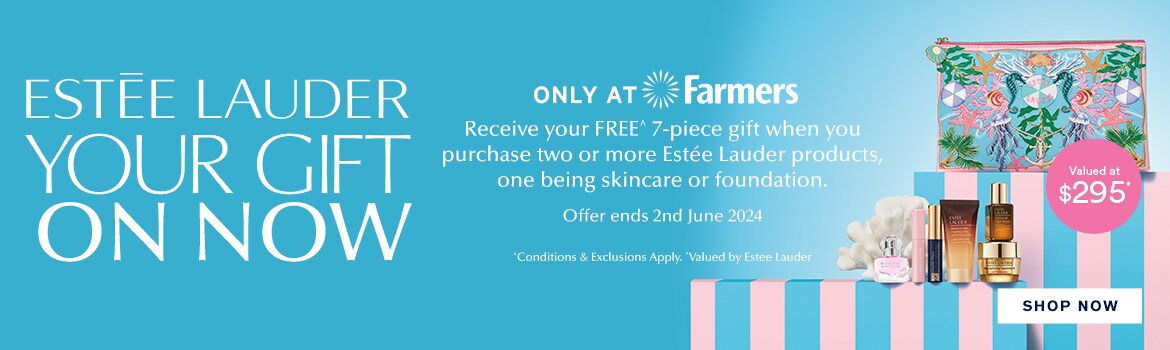 FREE GIFT Estee Lauder 7-Piece Set when you purchase two or more Estee Lauder products, one being skincare or foundation