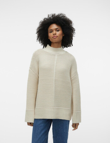 Vero Moda Miranda Long Sleeve High Neck Pullover, Birch product photo
