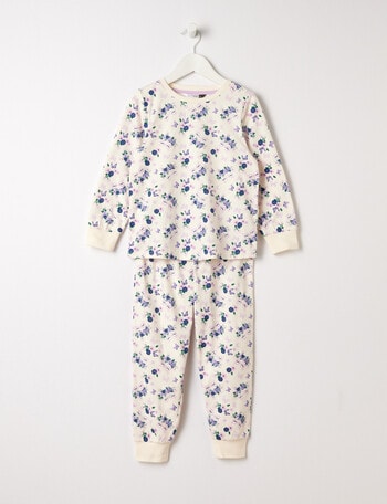 Sleep Mode Unicorn Floral Knit Long PJ Set, Cream product photo