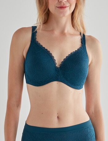 Berlei Barely There Lace T-Shirt Bra, Marine Shadow, A-E product photo
