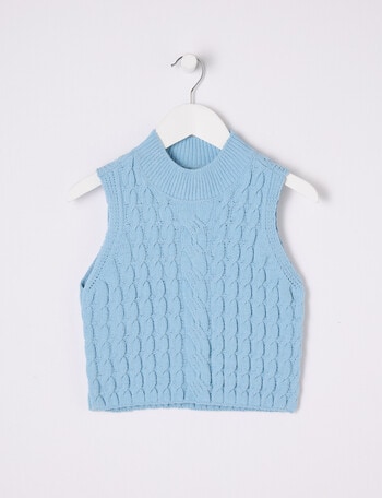 Mac & Ellie Cable Vest, Denim Blue product photo