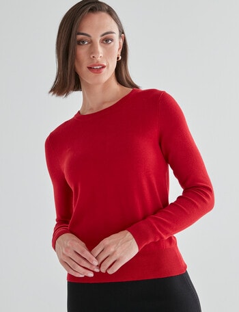Oliver Black Long Sleeve Crew Knit Jumper, Ruby product photo